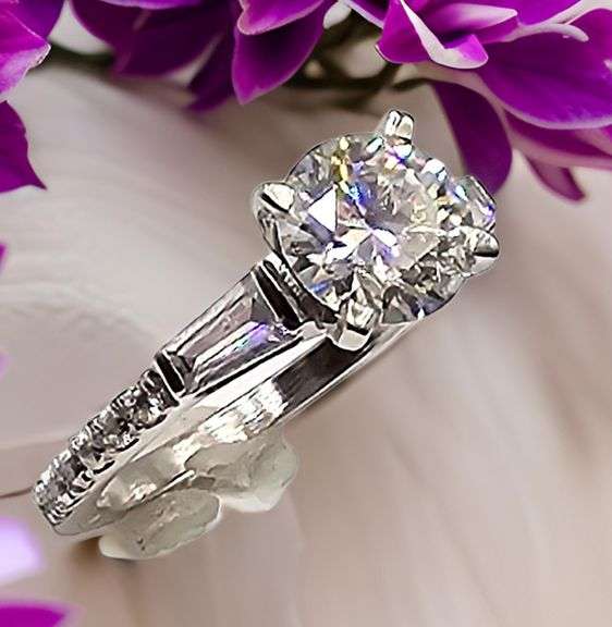 14 Kt White Gold Plate 2.25 Ct VVs1 White H-I Fire Moissanite Ring
