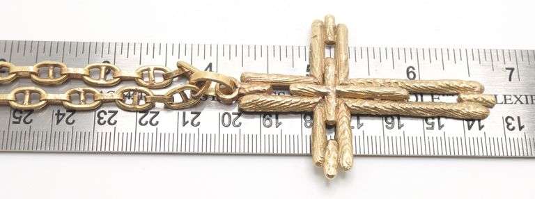 Stunning 18kt Yellow Gold Cross Pendant with 24-Inch Chain - 60 Grams of Pure Elegance