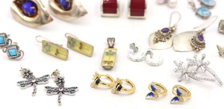 Vintage 925 sterling silver group lot of earrings