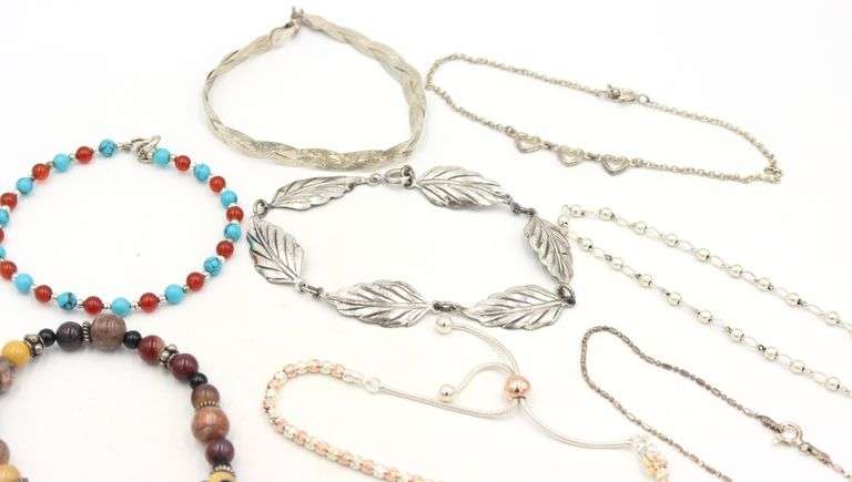 Group lot of 14 Vintage 925 sterling silver bracelets