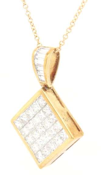 Gorgeous 18kt YG Invisible Set Diamond Pendant