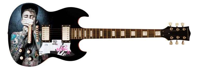 Machine Gun Kelly Tickets to My Downfall Autographed Signed Custom Photo Graphics Guitar ACOA
