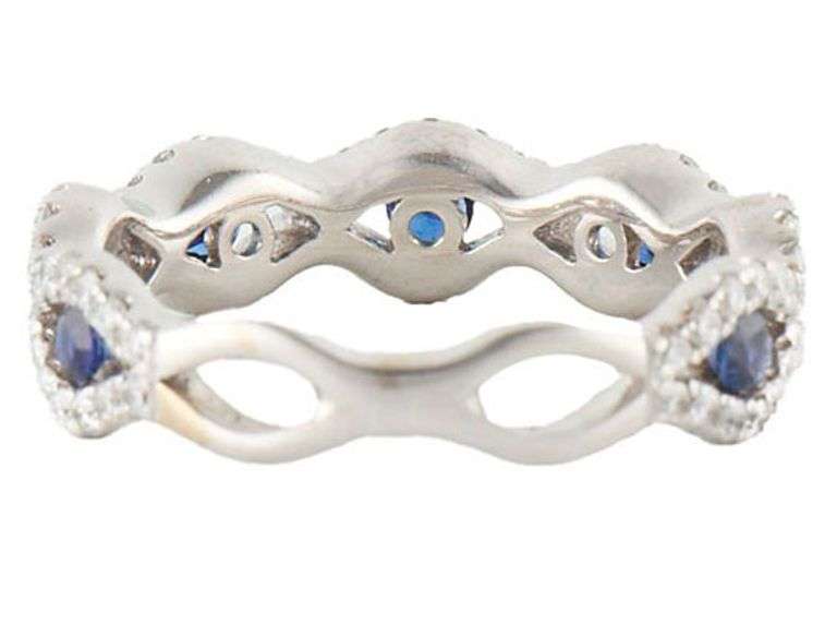 0.55ctw Sapphire and 0.32ctw Diamond Infinity Eternity Band Ring in 14K