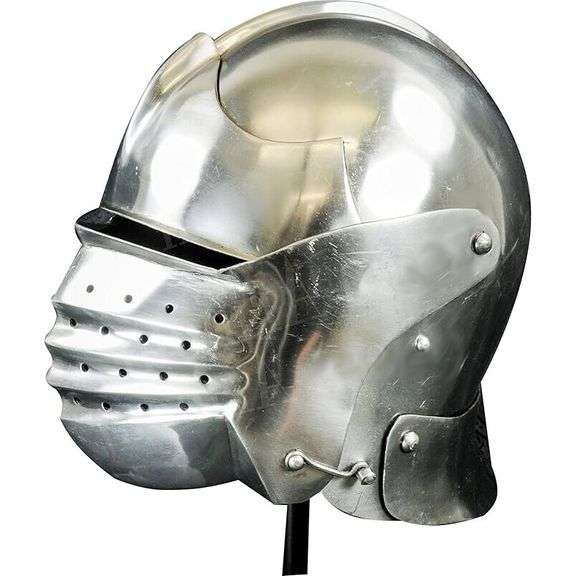 Medieval North Italian Bellows Face Visored Sallet Helmet