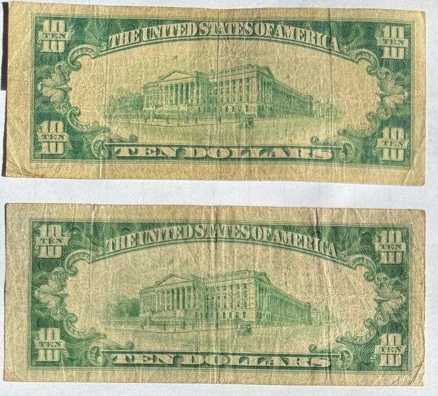 2 $10 1934A Silver Certificates