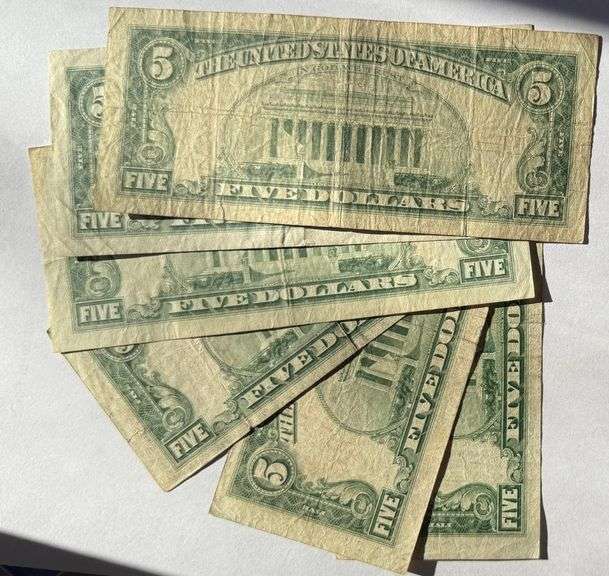 6 Red Seal $ 5 US Notes