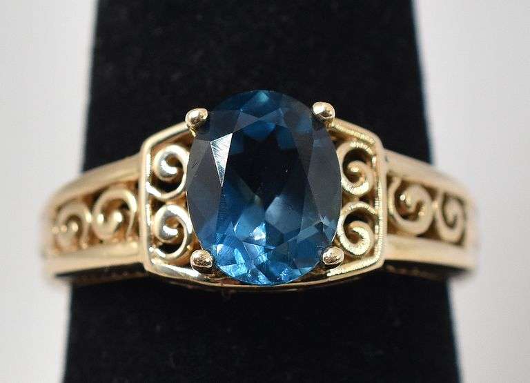 Lovely London Blue Topaz Ring in 14K Yellow Gold
