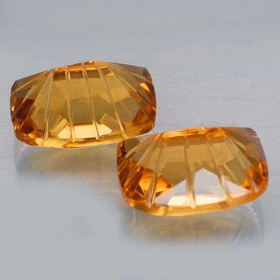 Bright orange 13.37ct fancy cut untreated Citrine set