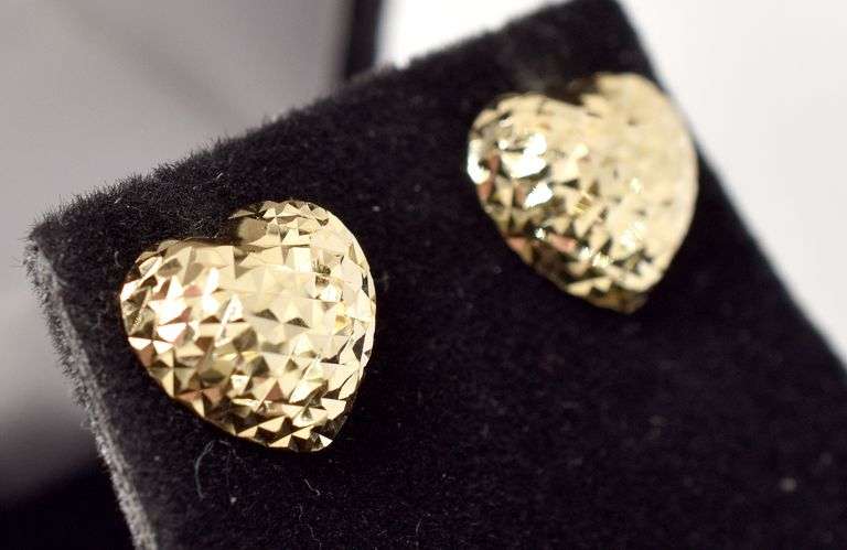 Loving 14K Yellow Gold Heart Shaped Stud Earrings