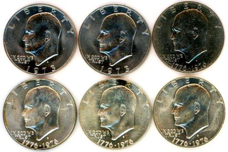 6 High Grade Eisenhower Dollars: 1973-1976-S