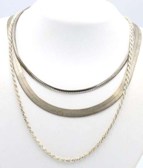 Group lot of 3 Vintage 925 sterling silver necklaces