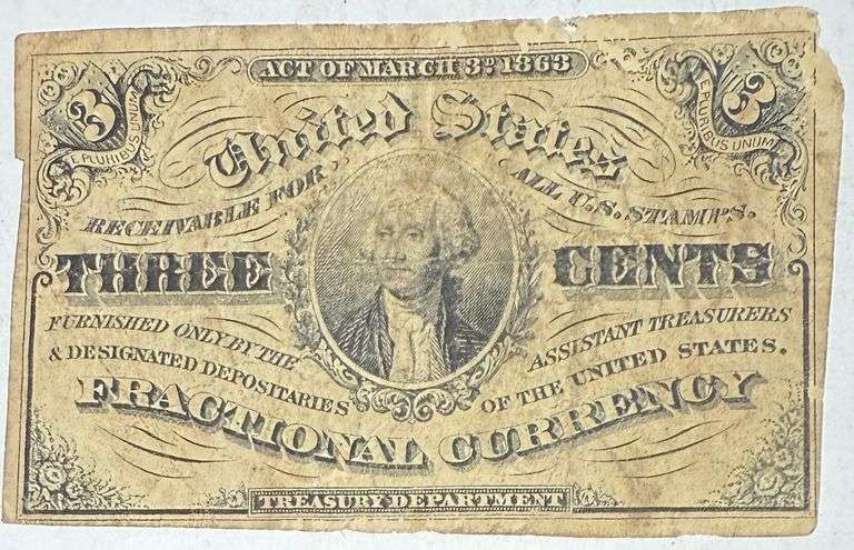 3 Cent Fractional Currency Note.