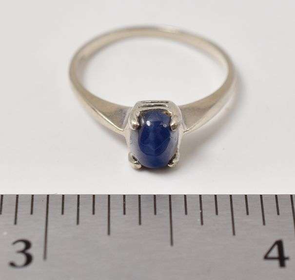 Bold 10K White Gold Star Sapphire Gemstone Ring