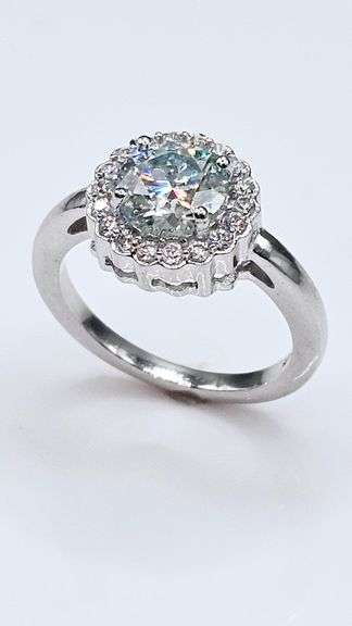 14 K White Gold Plate Sparkling 3 Ct VVs1 Ice Blue Lab Simulated Diamond Ring