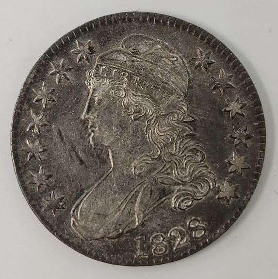 1828 Capped Bust Lettered Edge Half Dollar, AU