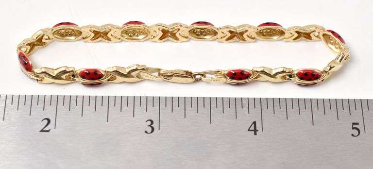 Simply Adorable 10K Yellow Gold Lady Bug Bracelet