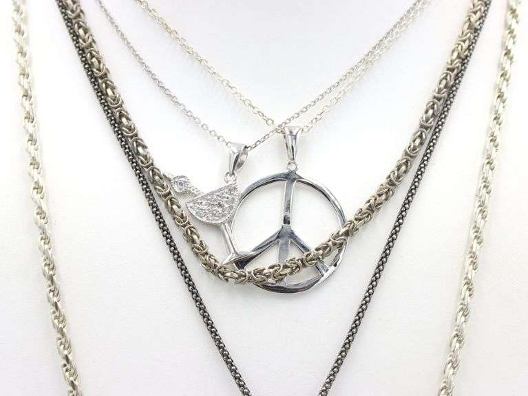 Group lot of 5 Vintage 925 sterling silver necklaces