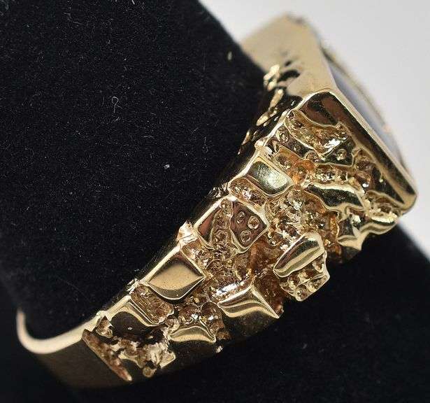 Onyx and Diamond Ring in 10K Yellow Ring