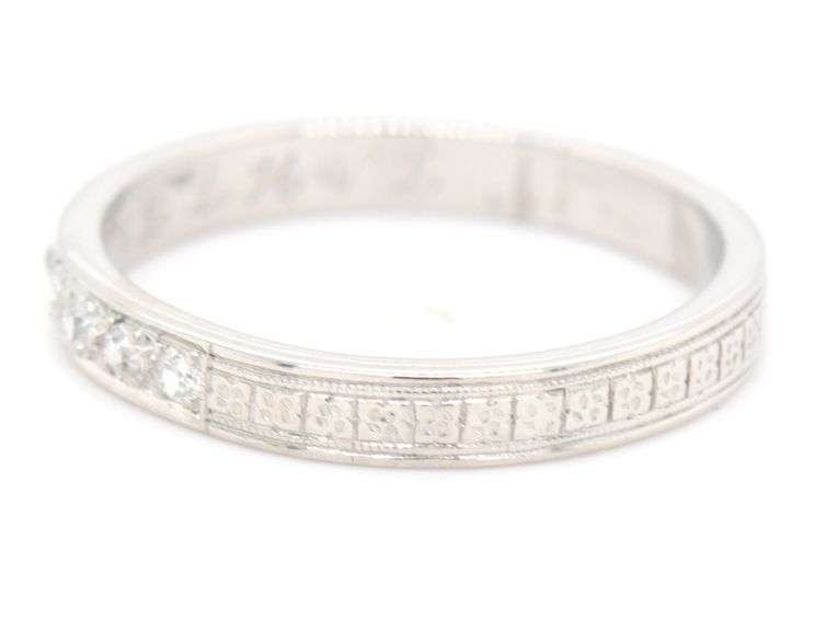 Antique engraved single cut diamond accent ring