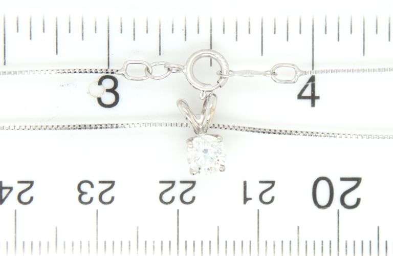 14kt White gold diamond solitaire pendant on chain