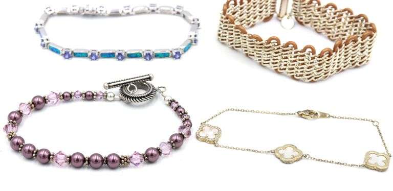 Group lot of 4 Vintage 925 sterling silver bracelets