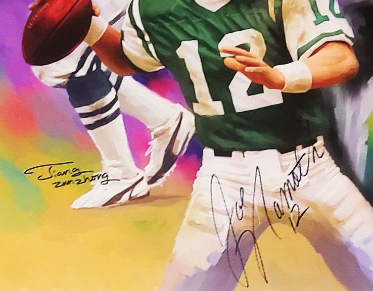 Joe Namath Autographed NY Jets 22x26 Canvas Painting Print