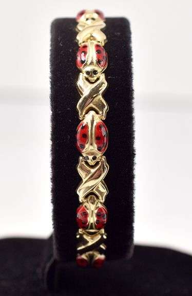 Simply Adorable 10K Yellow Gold Lady Bug Bracelet