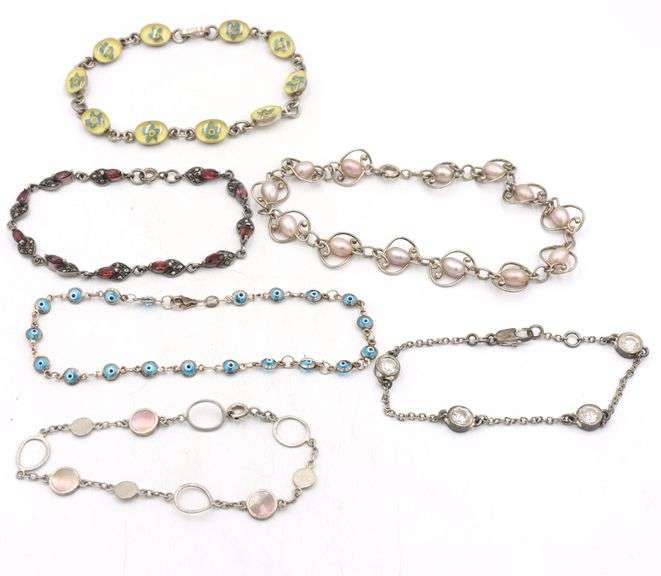 Group lot of 6 Vintage 925 sterling silver bracelets