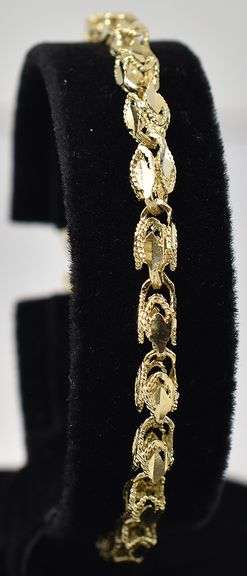 Dazzling Fancy Link Bracelet in 14K Yellow Gold