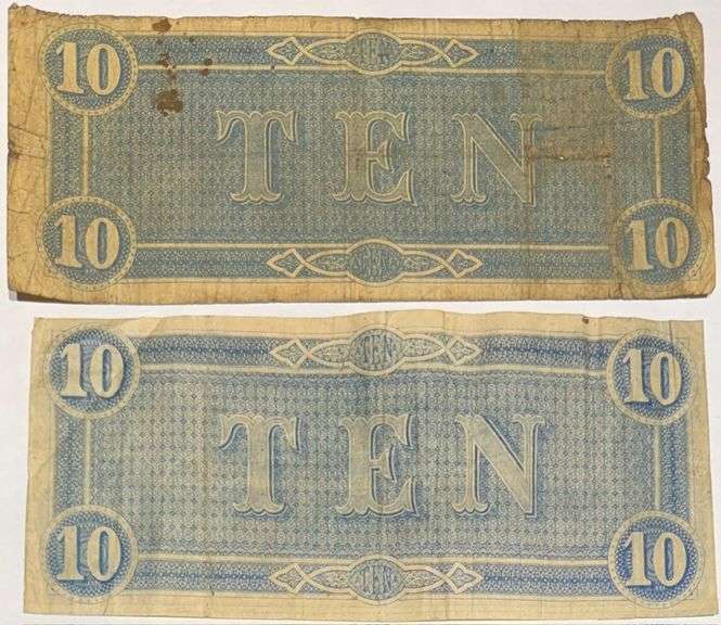 2 $10 Feb 17 1864 Series $10 CSA Notes