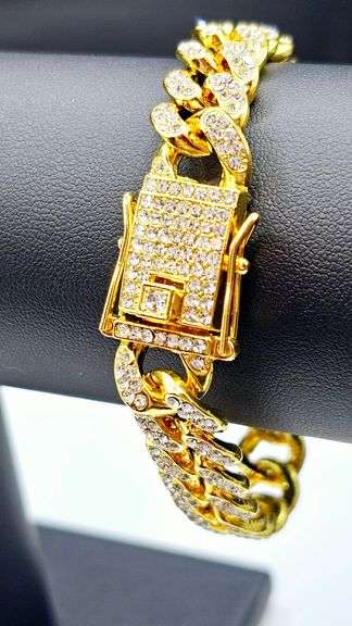Impressive 38 Gram Italian 14K Gold Plated Link Bracelet