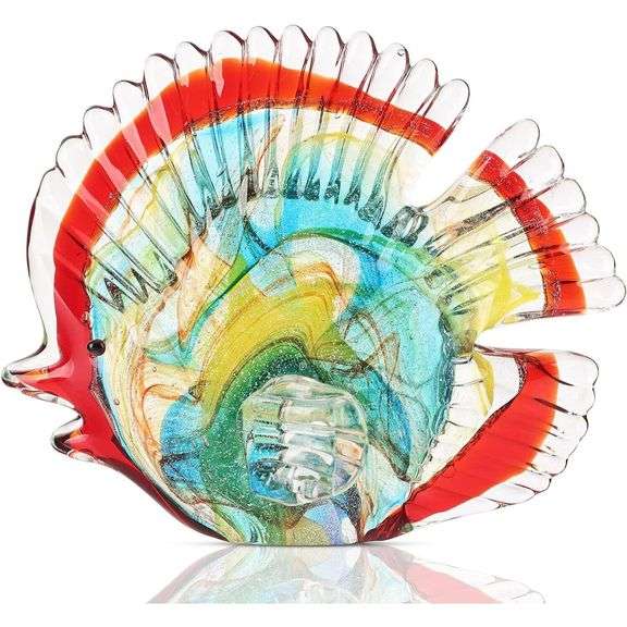 Hand-Blown Glass Tropical Fish Decor