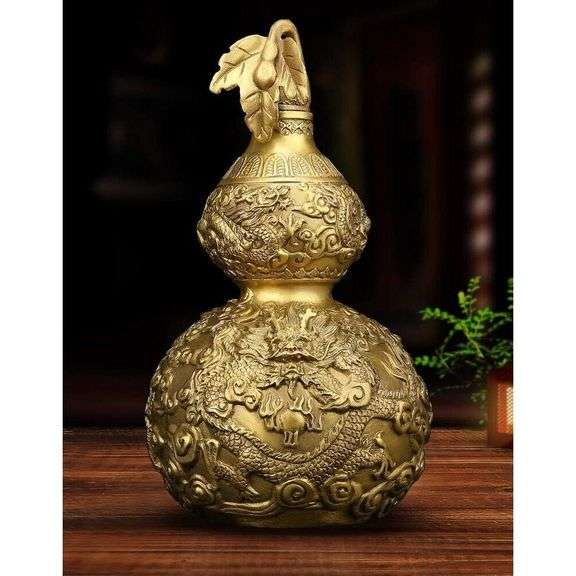 Feng Shui Brass Dragon Gourd for Good Luck