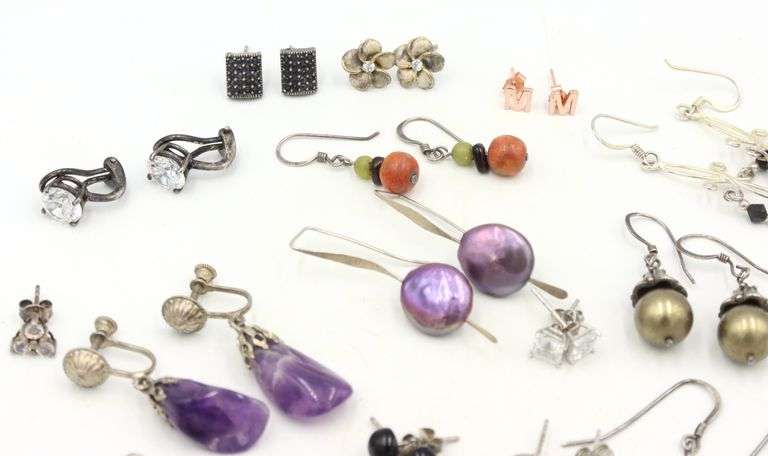 Group lot of vintage 925 sterling silver earrings
