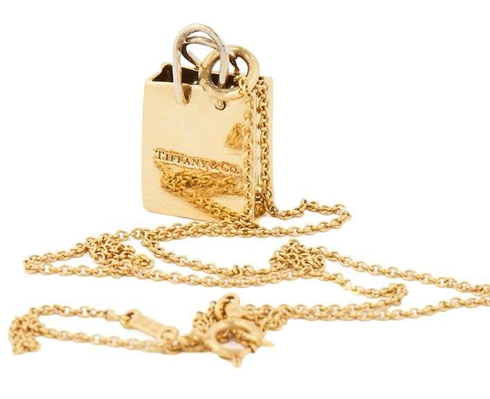Tiffany & Co. Gift Bag Charm Pendant Necklace in 18K
