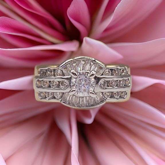 Dazzling 14 Kt Yellow Gold Plated 3 Ctw Lab Simulated Diamond Ring