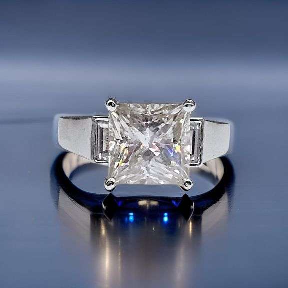 Huge 5 Ct VVS1 Princess Cut Lab Simulated Diamond Ring