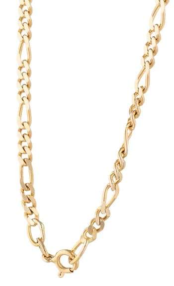 Polished 3.25MM Figaro Link Chain Necklace in 14K