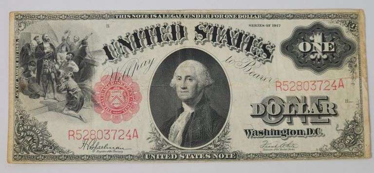 1917 $1 United States Large Red Seal Legal Tender Note