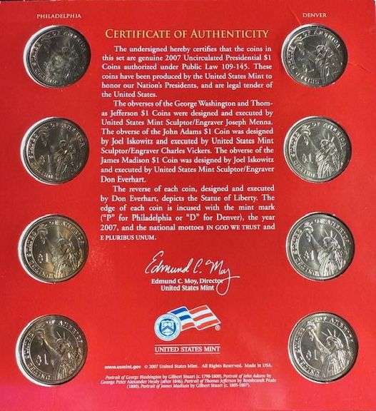 2007 US Mint Presidential Dollar Set
