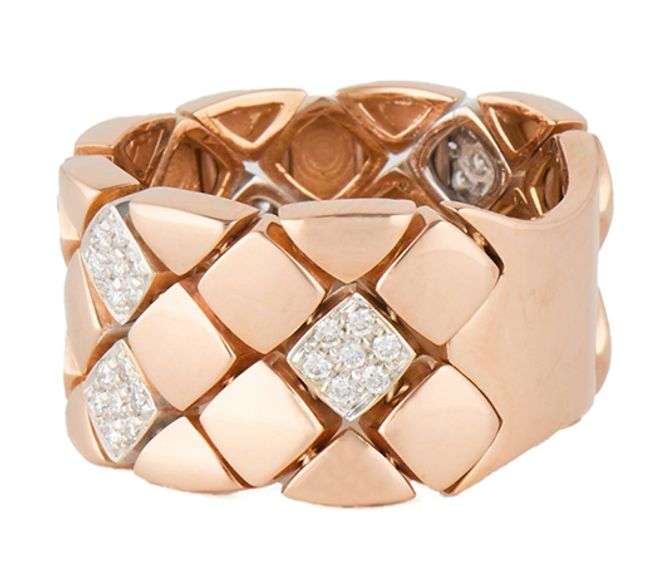 Piero Milano 0.32ctw Diamond Geometrical Woven Flex Ring in 18K