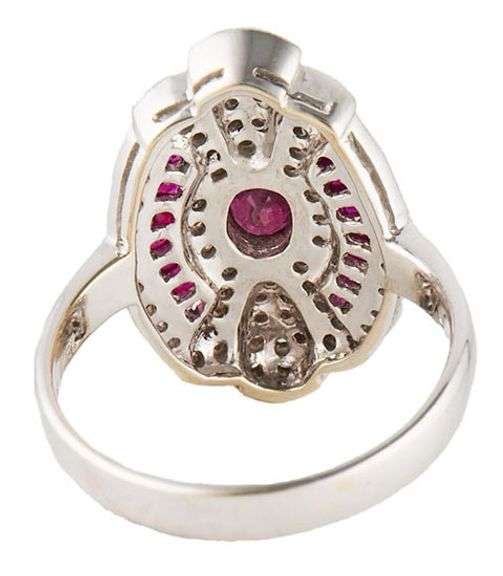 Le Vian 1.37ctw Rubies and 0.63ctw Diamond Art Deco Cocktail Ring in 18K