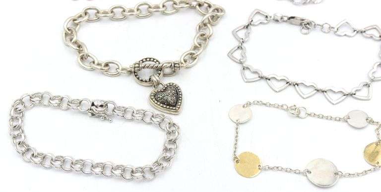 Group lot of Vintage 925 sterling silver bracelets