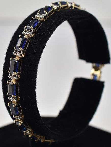 Elegant Sapphire and Diamond Bracelet in 10K Yellow Gold