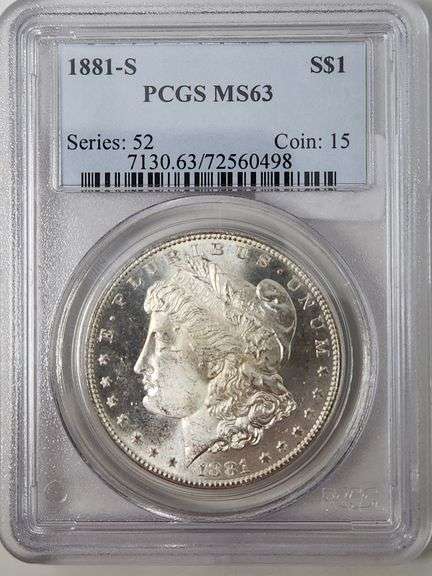 1881-S Morgan Silver Dollar, MS63 PCGS