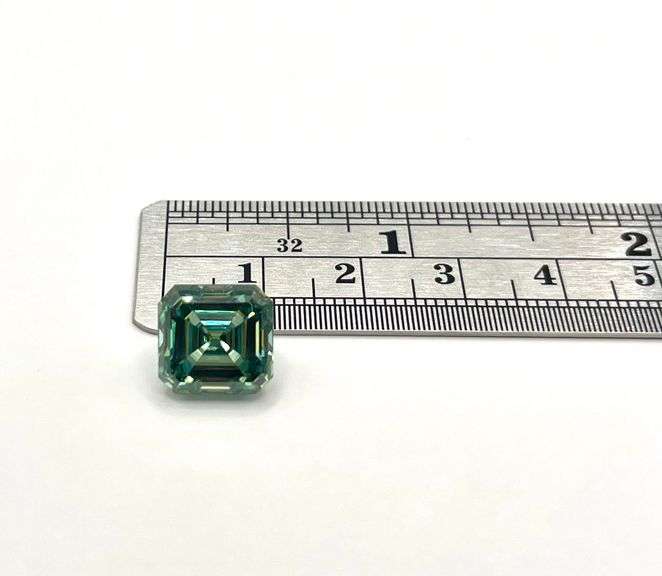 6.35 Ct Paraiba Green Rare Asscher Cut Fire Moissanite