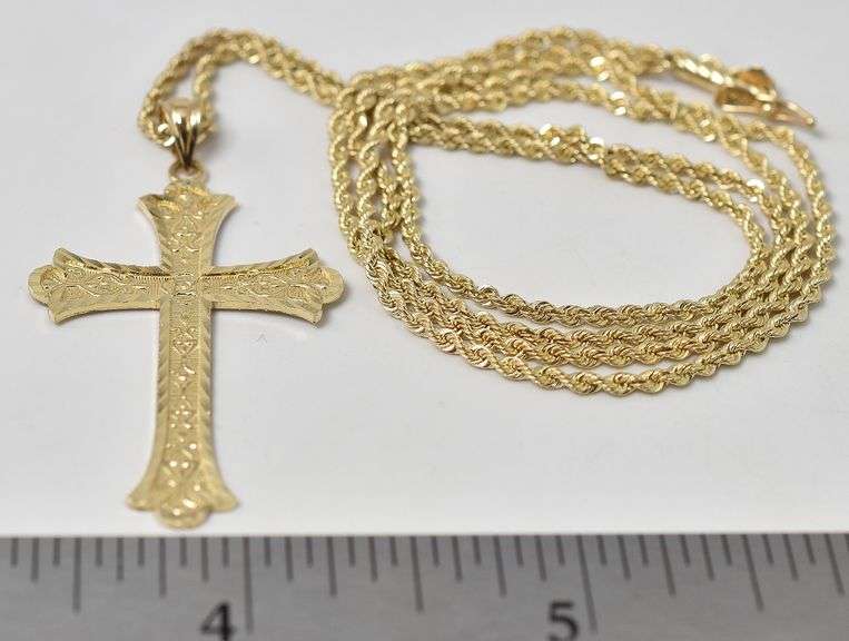 Spiritual Cross Pendant Necklace in 14K Yellow Gold
