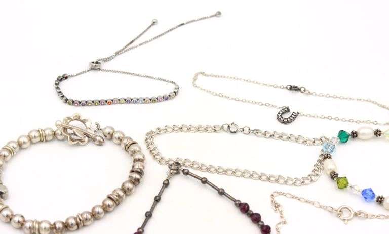 Group lot of 12 Vintage 925 sterling silver bracelets
