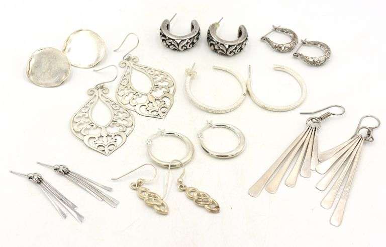 Vintage 925 sterling silver group lot of earrings