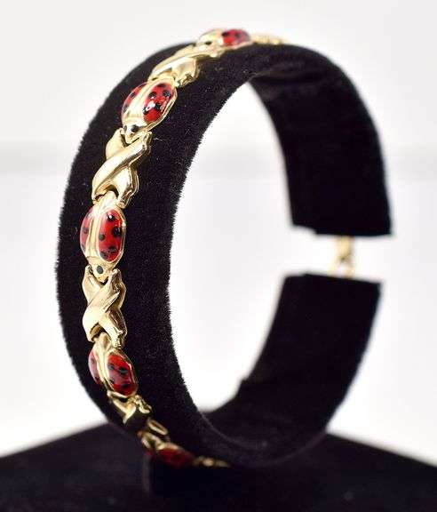 Simply Adorable 10K Yellow Gold Lady Bug Bracelet